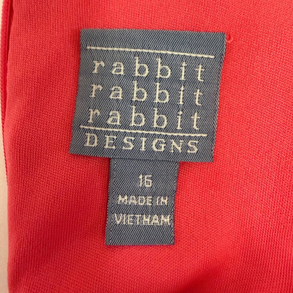 Rabbit Rabbit Rabbit Design Pink Orange Abstract Pintuck Dress‎ 16 Artsy Bright - Picture 4 of 7